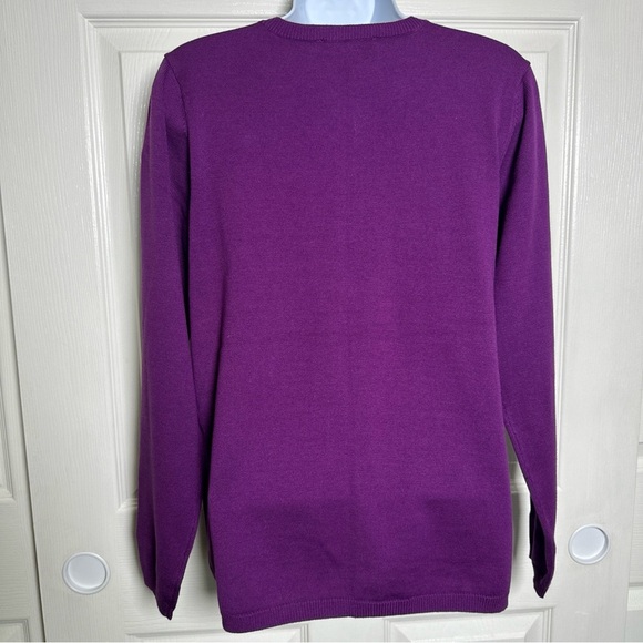 Victor Costa Purple Sequin Sweatshirt Cardigan Party Holiday - Picture 3 of 12